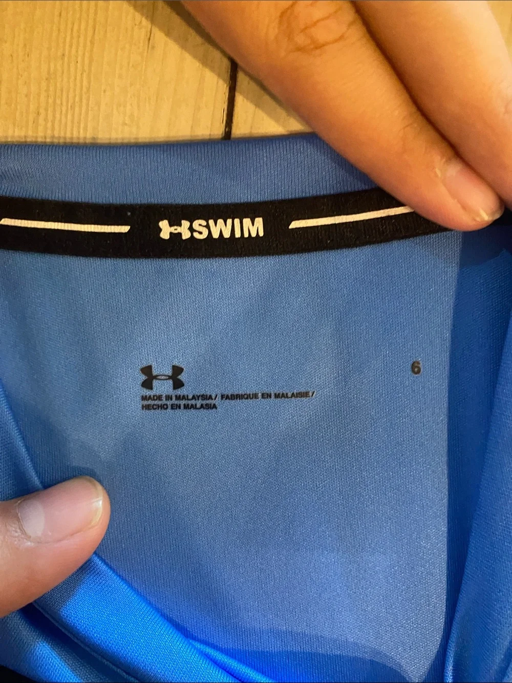 Under Armour Bright Blue Short Swim Sleeve Tee with Black Logo